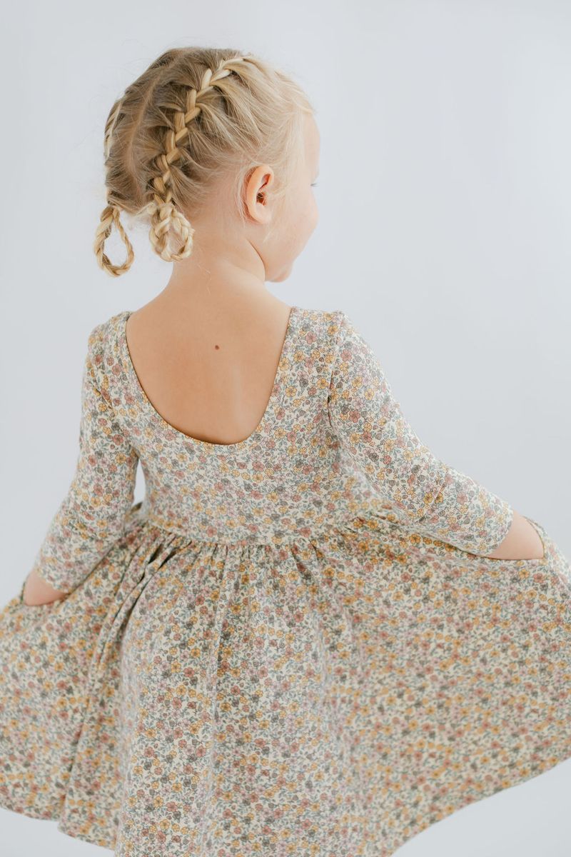 3/4 Sleeve Twirl Dress in Bella Brown