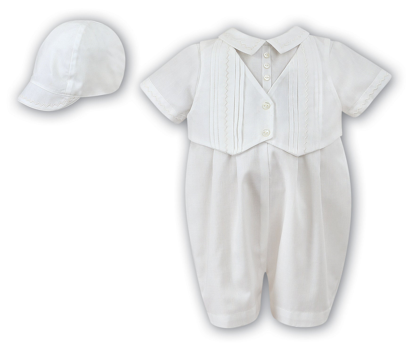 Boys Christening Romper and Cap