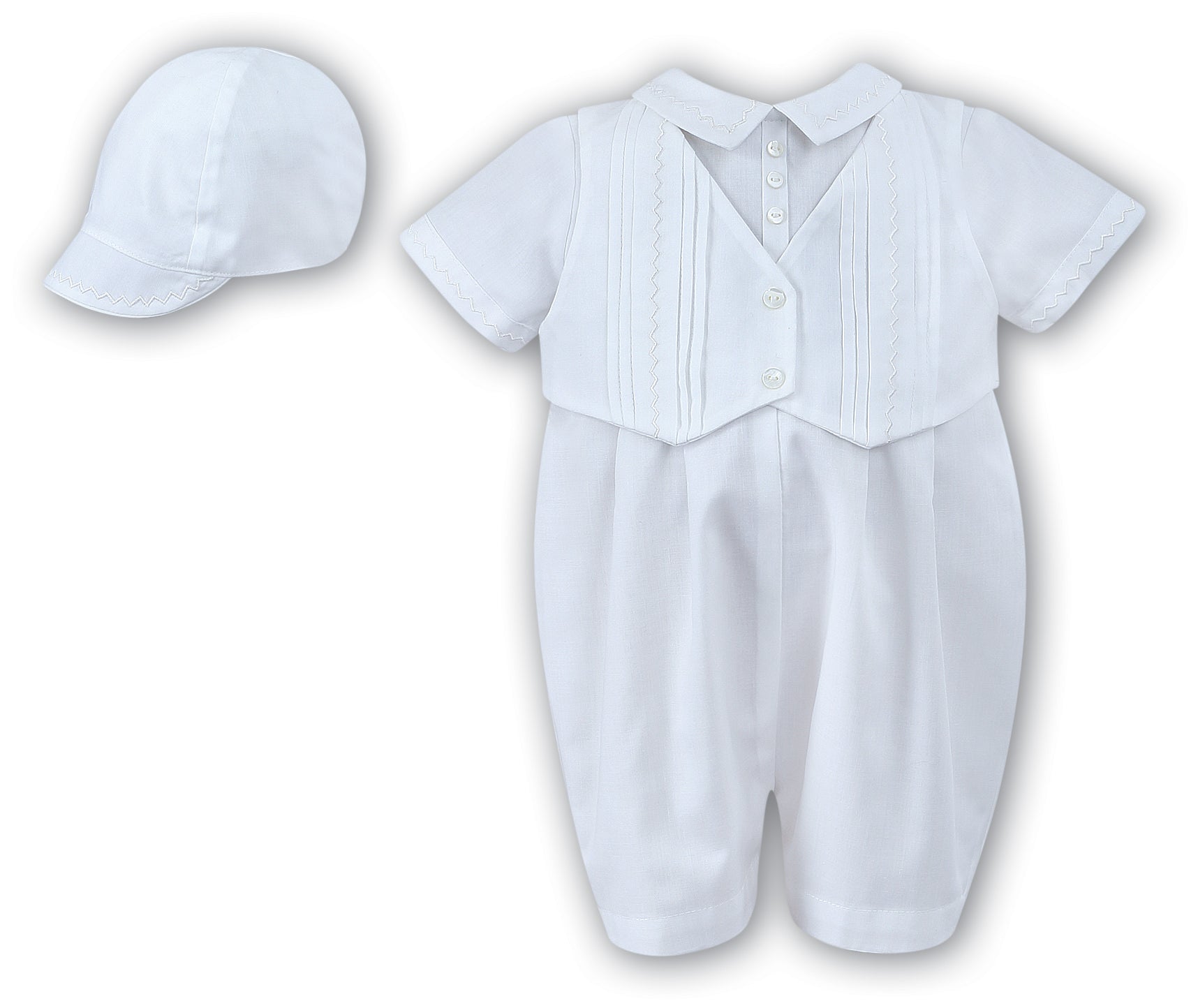 Boys Christening Romper and Cap