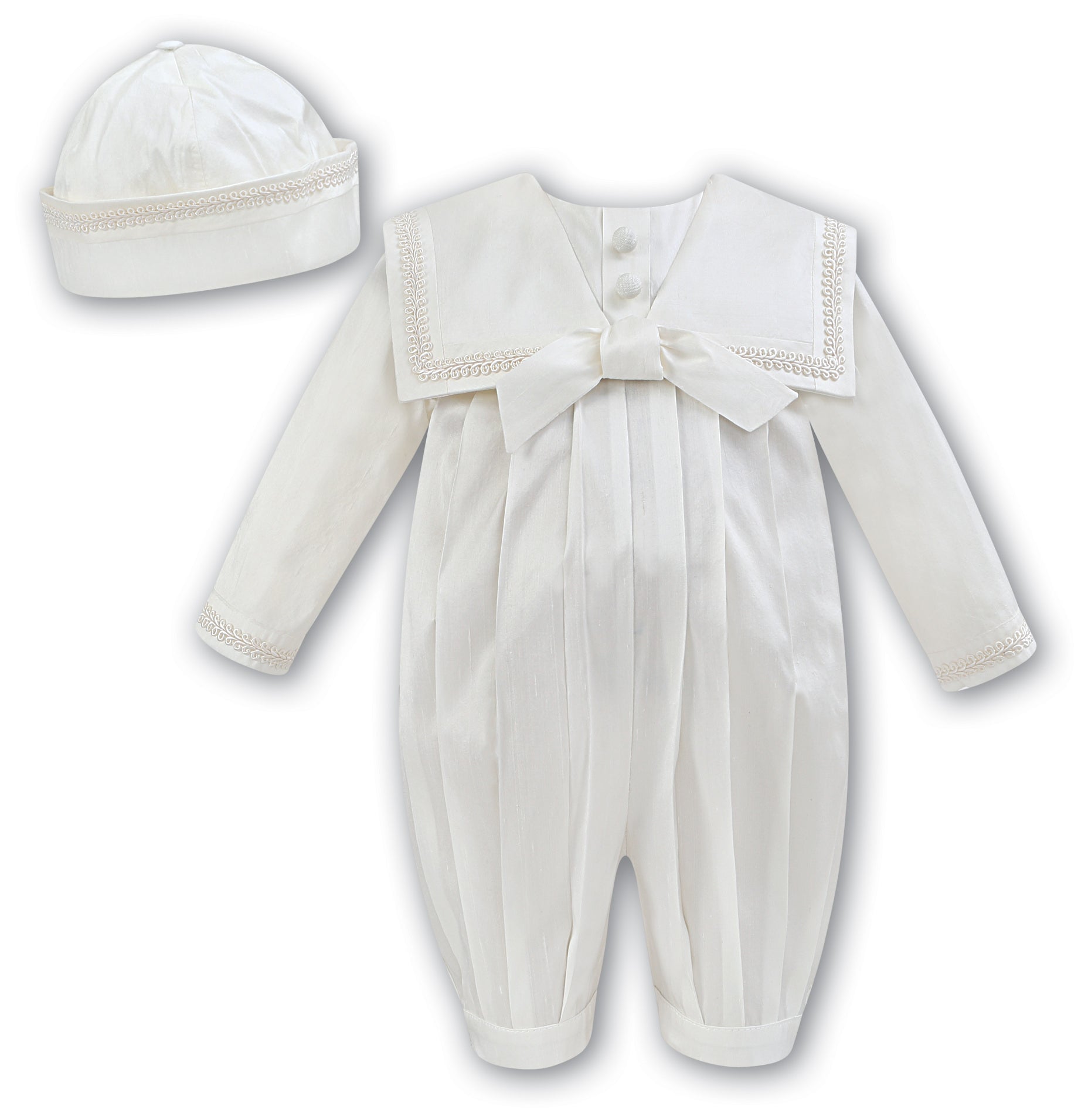 Boys Christening Romper and Hat