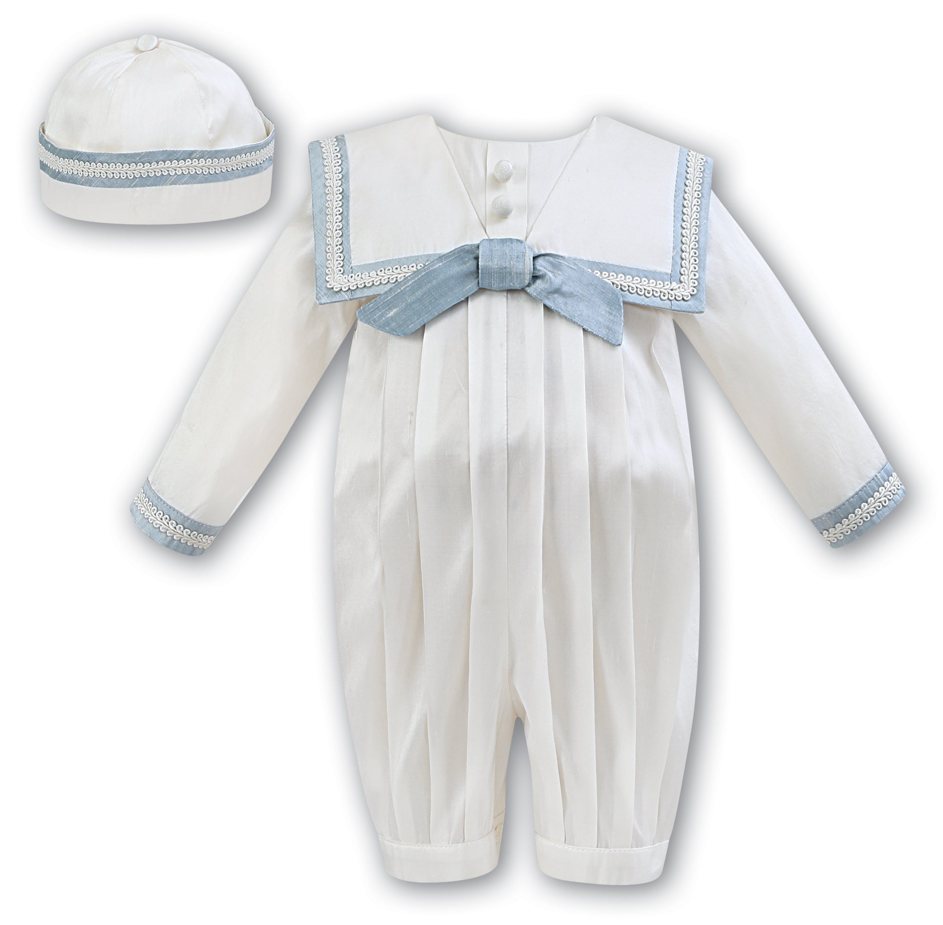 Boys Christening Romper and Hat