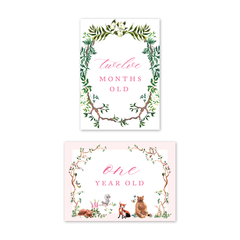 Woodland Pink Milestone Cards: Baby Milestone Cards - Set of 15