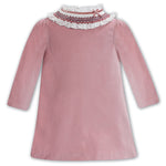 Velvet Dress with Smocked Collar - Rose