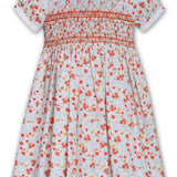 Sarah Louise White Orange Mint Smocked Dress