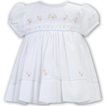 Sarah Louise White and Blue Hand Smocked Dress