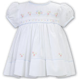 Sarah Louise White and Blue Hand Smocked Dress