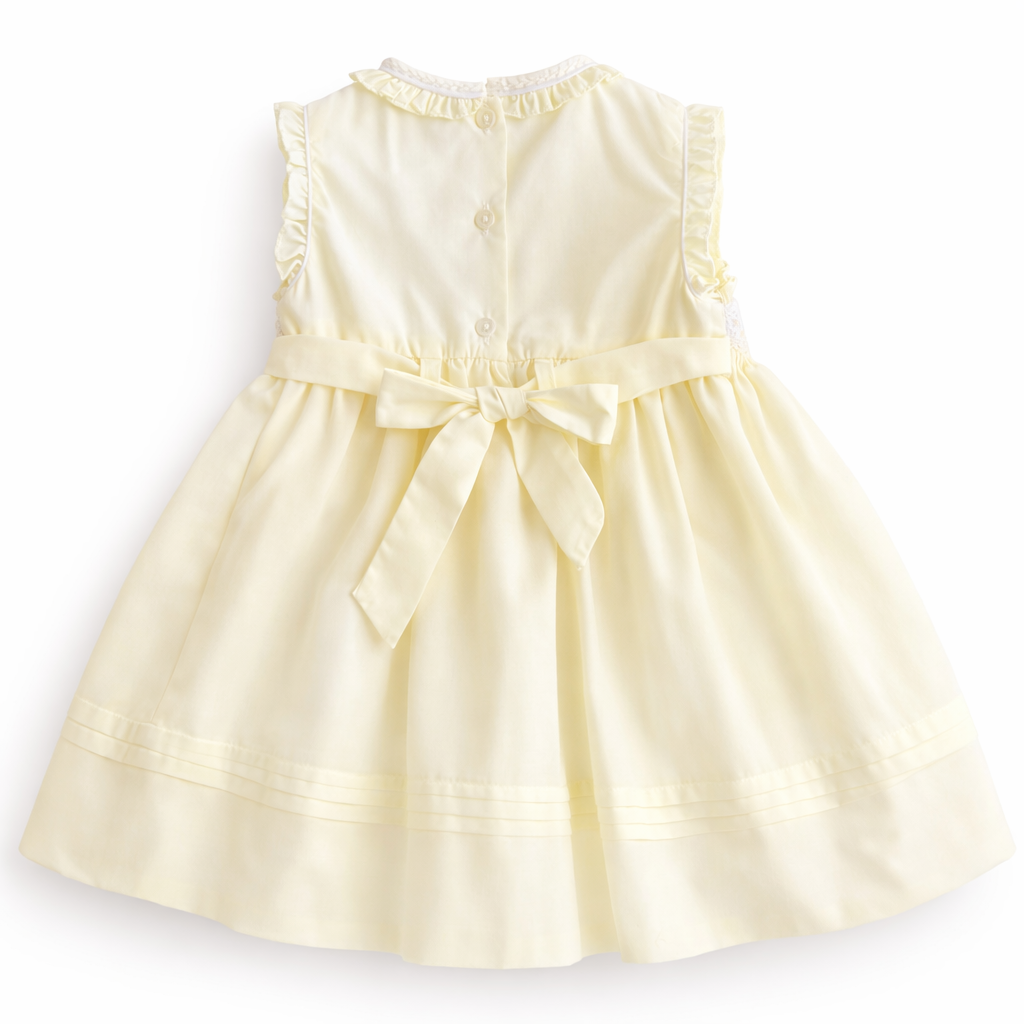 Sarah Louise Lemon and White Hand Smocked Dress