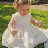 Sarah Louise Lemon and White Hand Smocked Dress