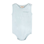 Milan Sleeveless Knit Bodysuit Blue Organic Cotton