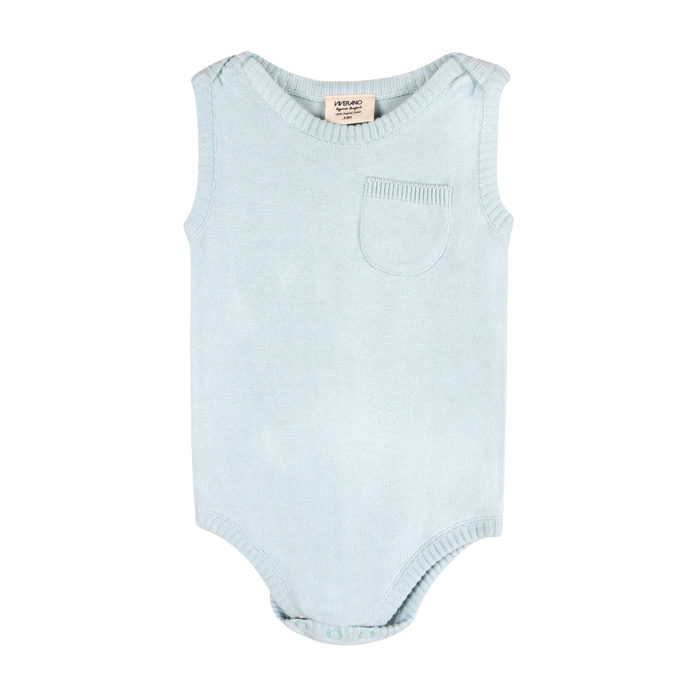 Milan Sleeveless Knit Bodysuit Blue Organic Cotton