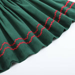 Green Christmas Mistletoe Smocked Bishop Dress