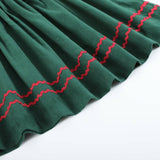 Green Christmas Mistletoe Smocked Bishop Dress