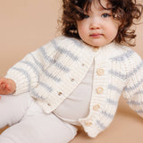 Rib Knit Stripe Cardigan, Bowie Grey Baby Kid Sweater Fall: NB 0-6m