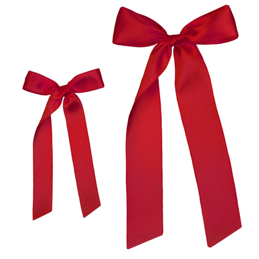 Satin Bow Alligator Clip - Ruby