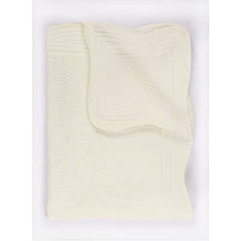 Heirloom Quilt - Baby Quilt Blanket Monogram: Cream
