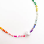 Color Pop - Rainbow Pearl Gemstone Bead Necklace