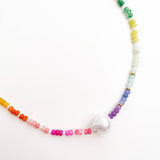 Color Pop - Rainbow Pearl Gemstone Bead Necklace