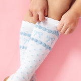 Blue Bow Scalloped Knee Socks