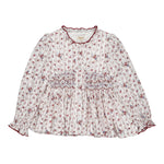 Dolores Smocked Blouse in Burgundy Floral