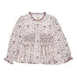 Dolores Smocked Blouse in Burgundy Floral