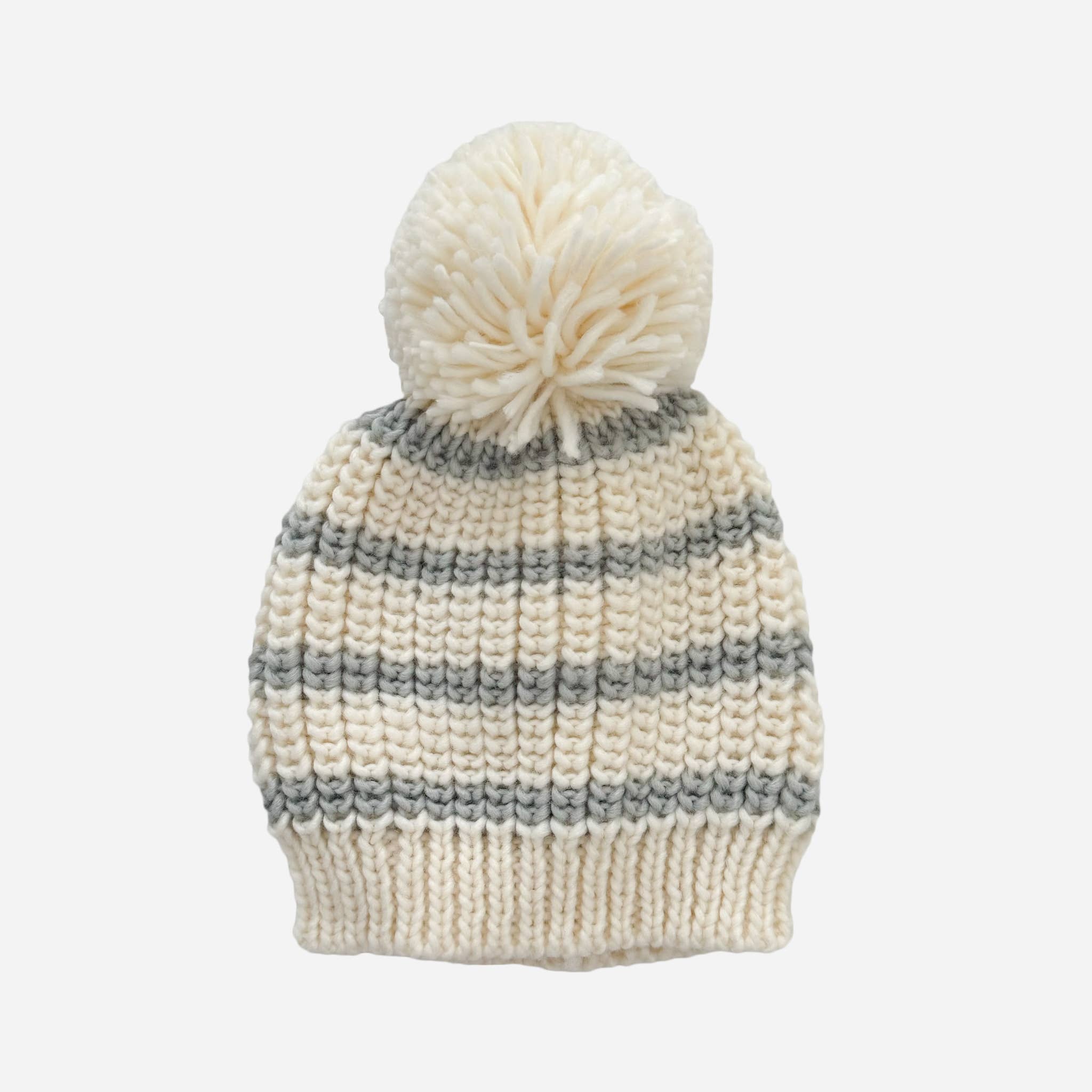 Rib Knit Stripe Hat, Bowie Grey Baby Kid Accessories Fall: XS; 3-6M