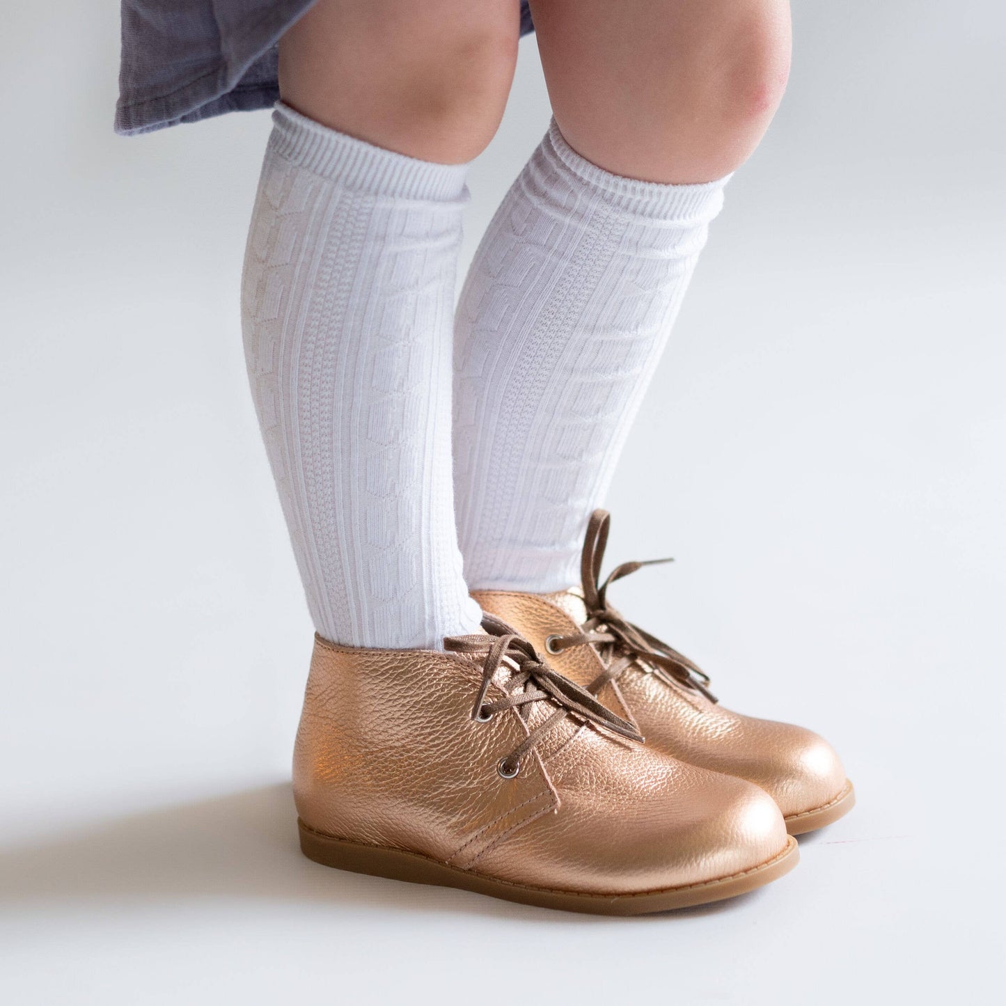 White Cable Knit Knee High Socks for Babies, Toddlers, and Children - All Seasons