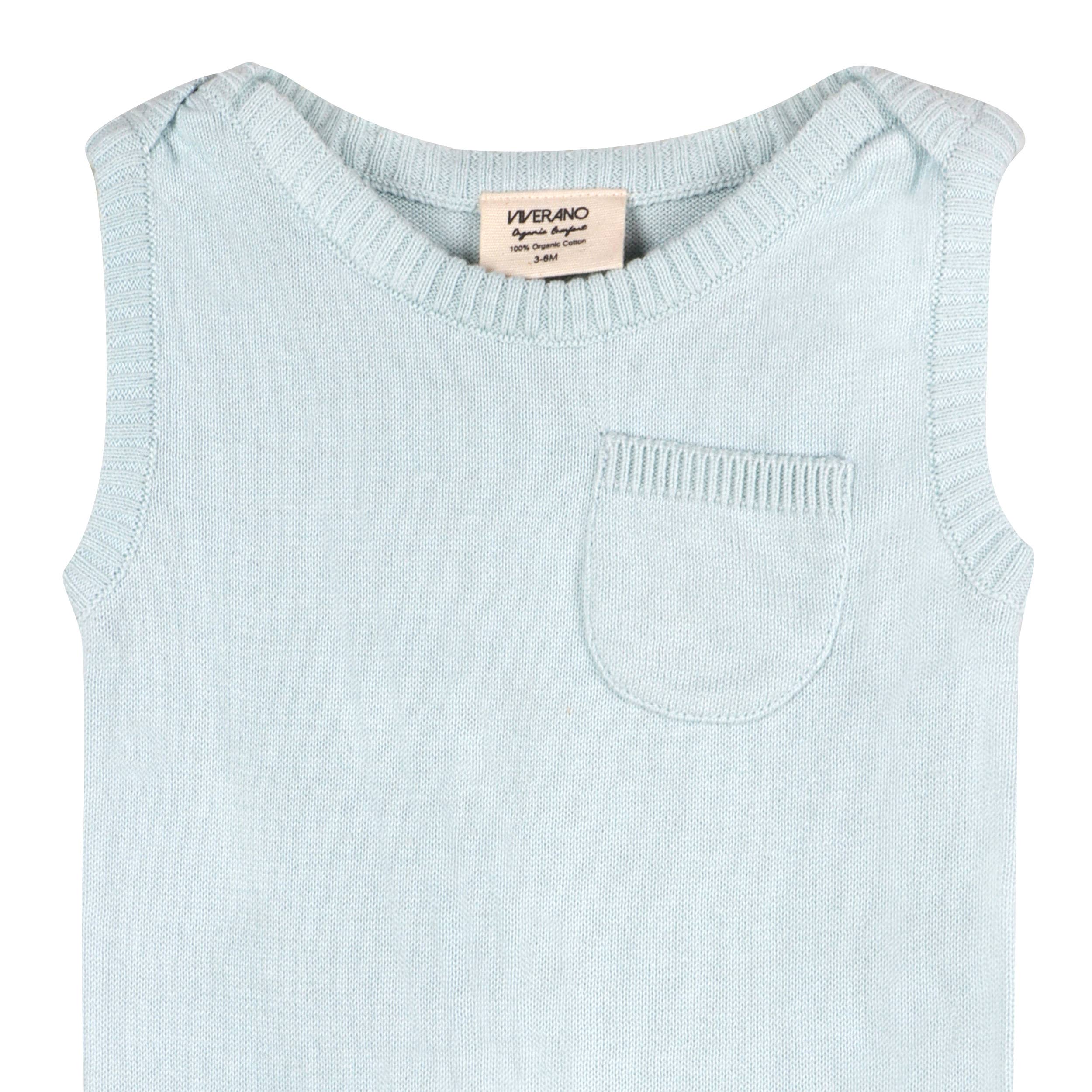 Milan Sleeveless Knit Bodysuit Blue Organic Cotton