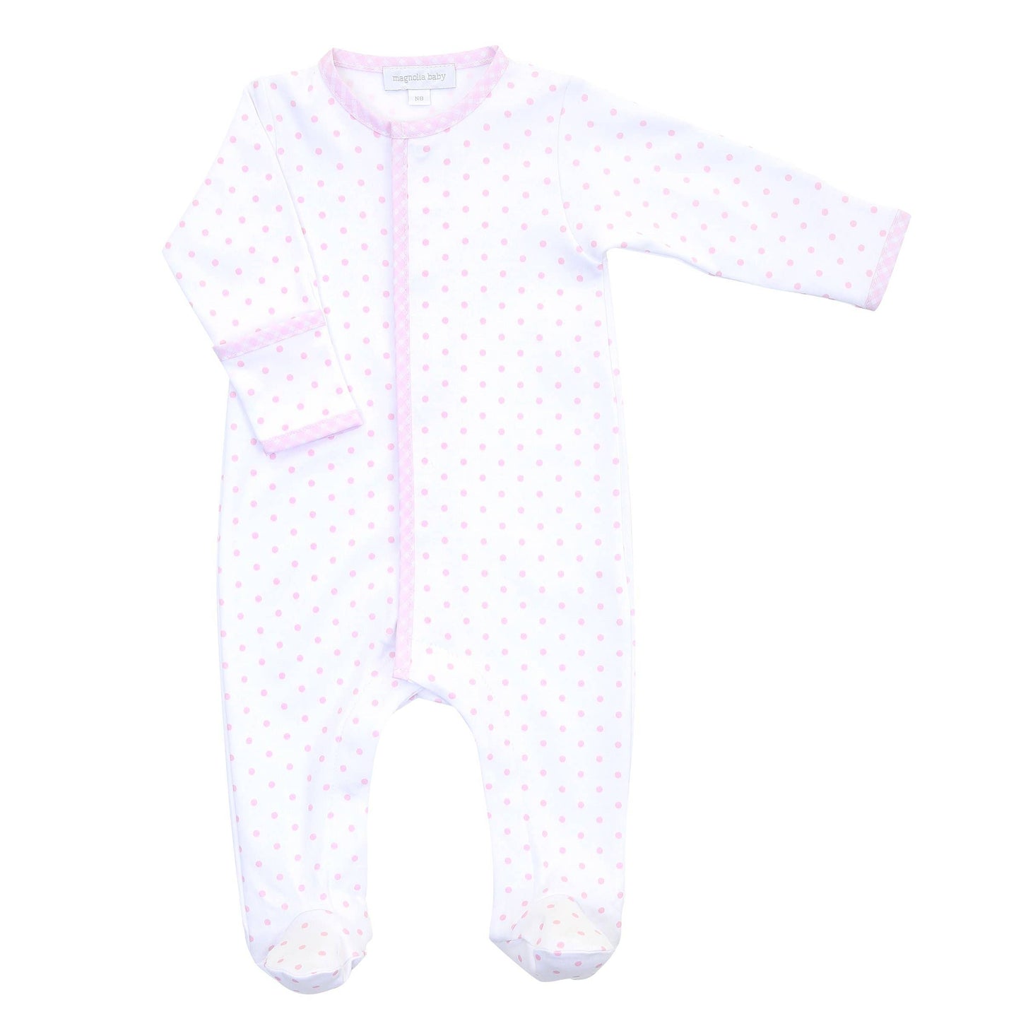 Essentials Pink Gingham Dots Footie - 100% Cotton, Machine Washable, Made in Peru