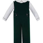 Claire & Charlie green corduroy boys long jon jon with white shirt set