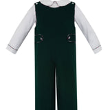 Claire & Charlie green corduroy boys long jon jon with white shirt set