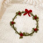 Wreath Sweater Baby Kid Christmas Holiday Bow: Cream / XS 6-12m