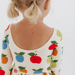 3/4 Sleeve Twirl Dress in Colorful Apples