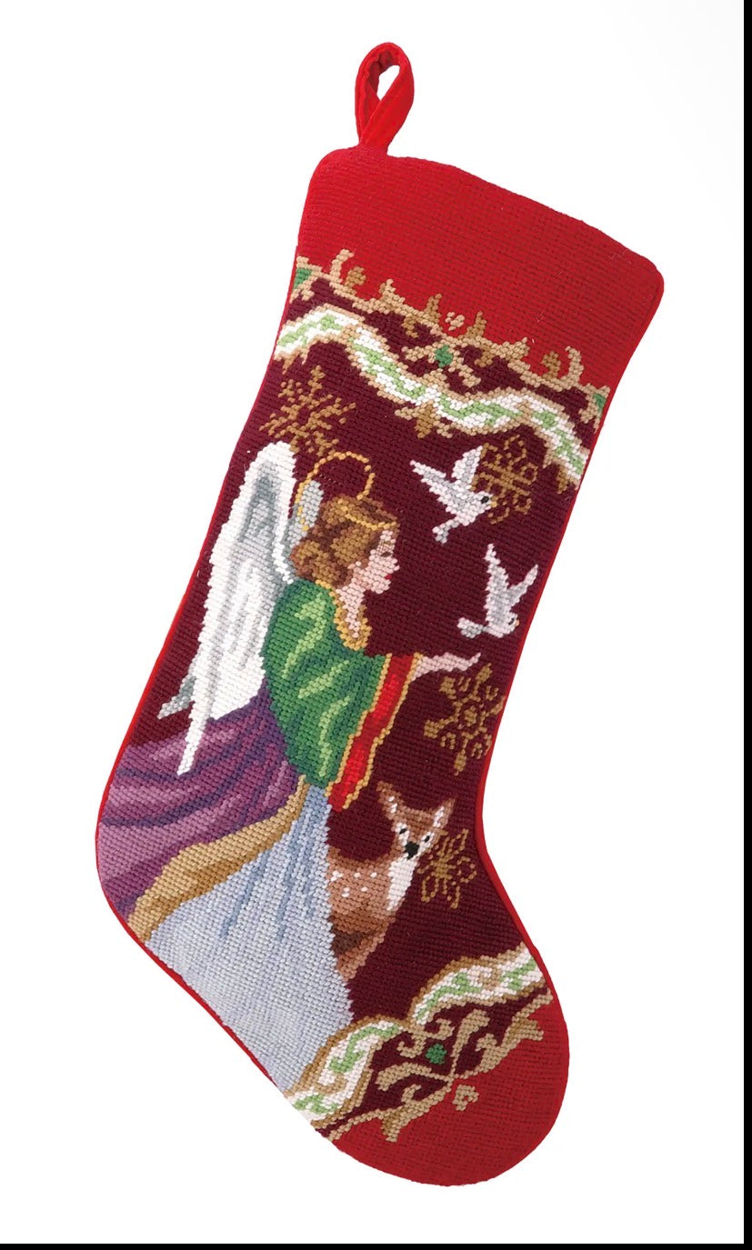 Christmas Angel Needlepoint Stocking
