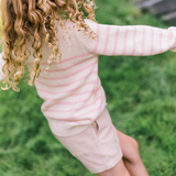 Unisex Pink And Cream Stripe Knit Sweater