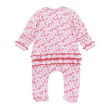 Candy Cane Lane Red Printed Ruffle Zipper Footie