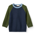 Copenhagen Colors Merino Rib Knitted Blouse in Navy Comb — striped merino wool rib knit top for kids