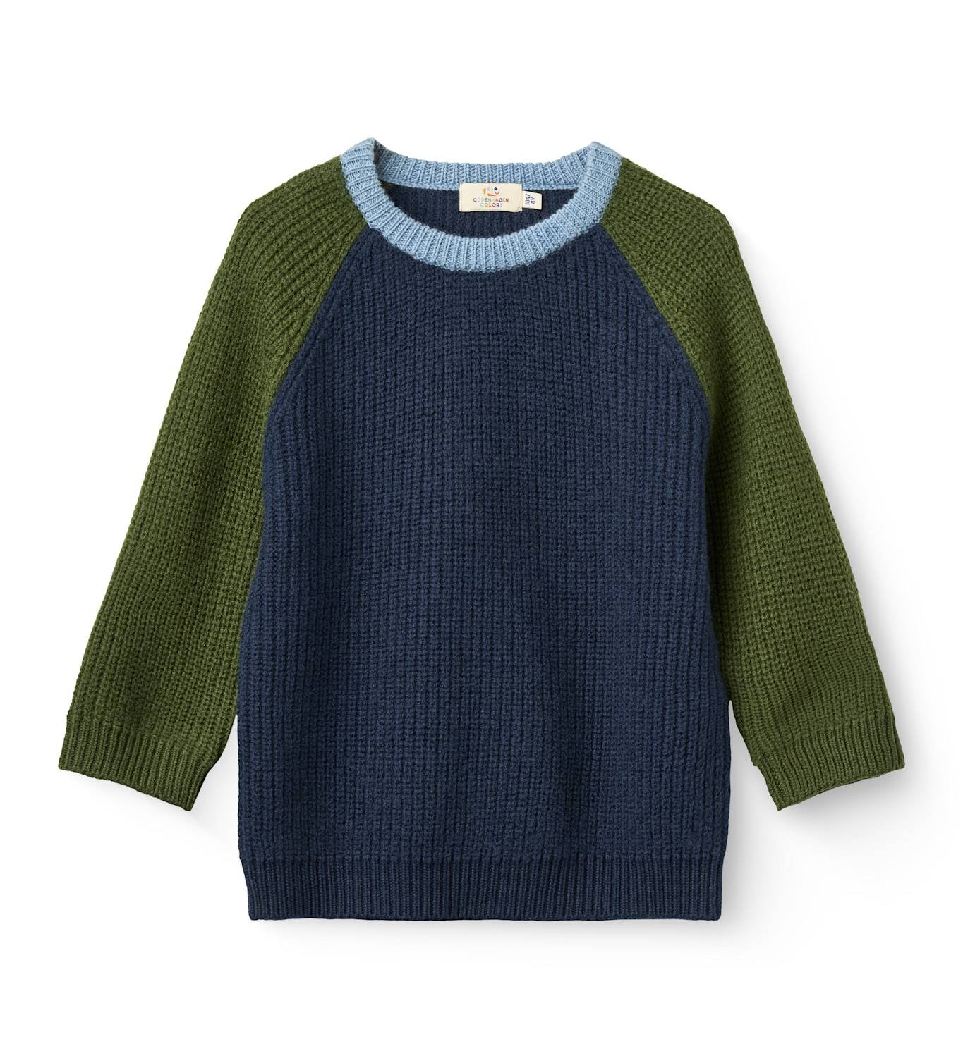 Copenhagen Colors Merino Rib Knitted Blouse in Navy Comb — striped merino wool rib knit top for kids