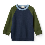 Copenhagen Colors Merino Rib Knitted Blouse in Navy Comb — striped merino wool rib knit top for kids