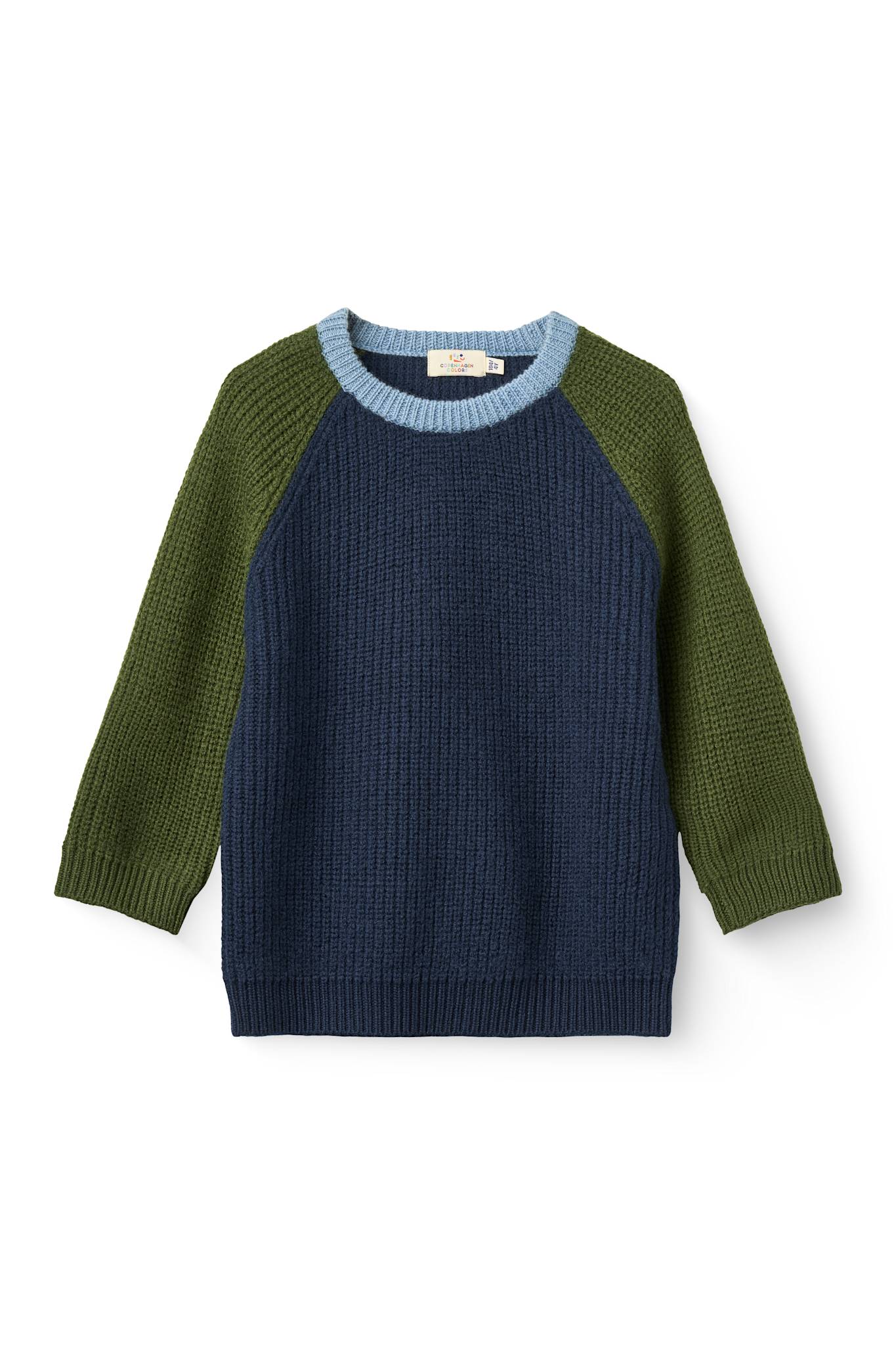 Copenhagen Colors Merino Rib Knitted Blouse in Navy Comb — striped merino wool rib knit top for kids