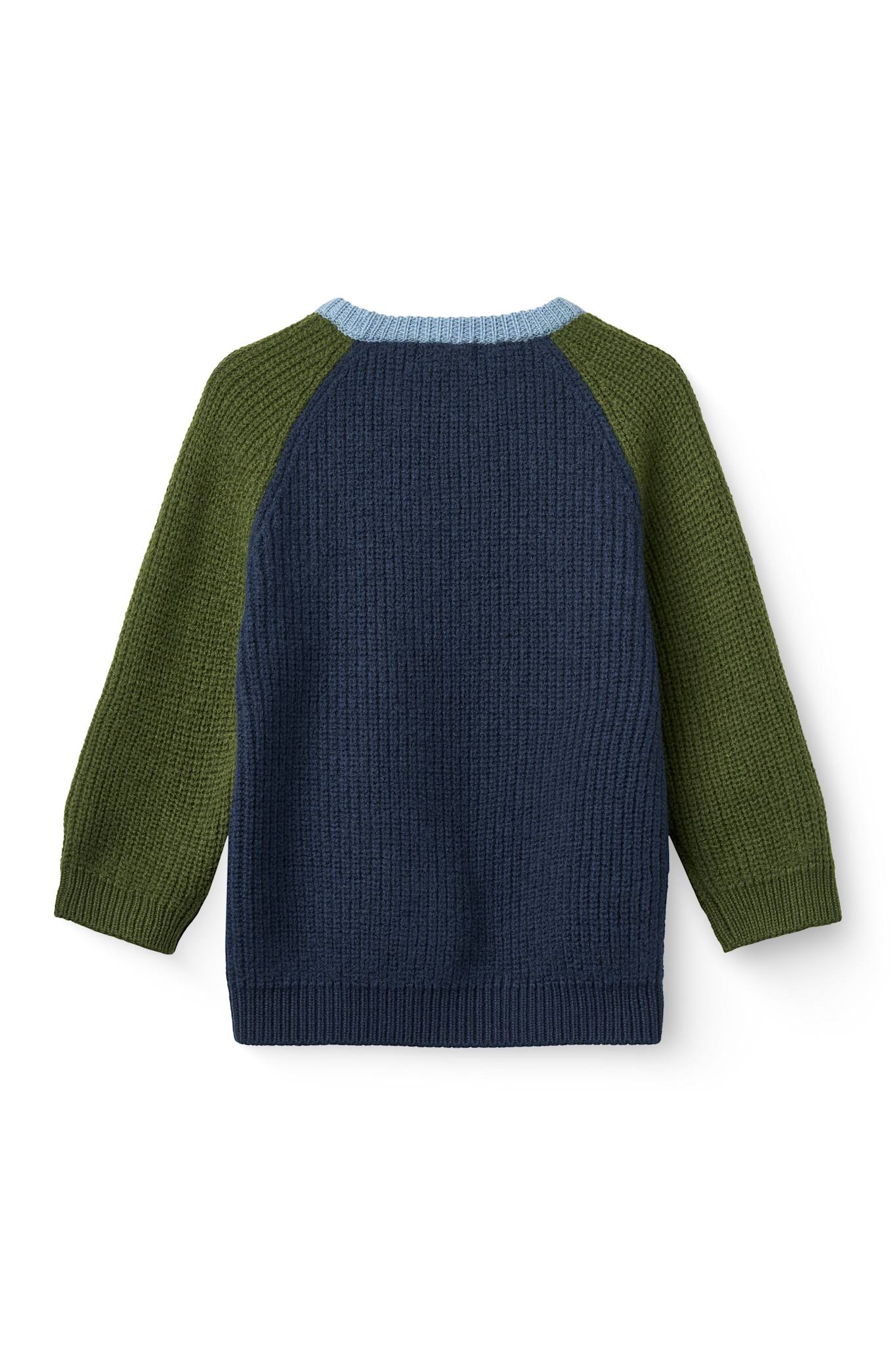Copenhagen Colors Merino Rib Knitted Blouse in Navy Comb, alternate view