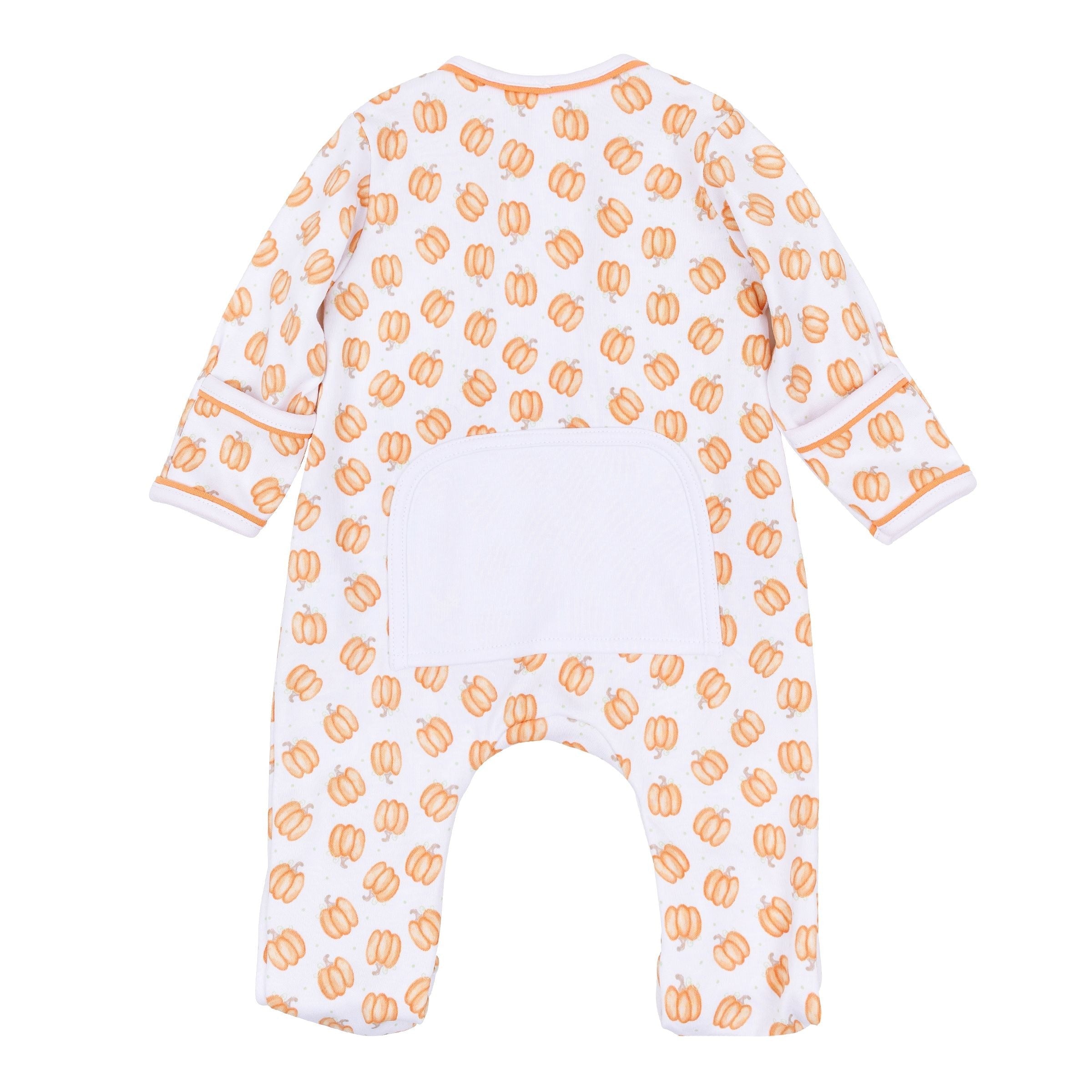 Baby Pumpkin Orange Print Zip Footie
