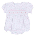 Juliette's Classics Pink Smocked Printed Bubble - Short Sleeve