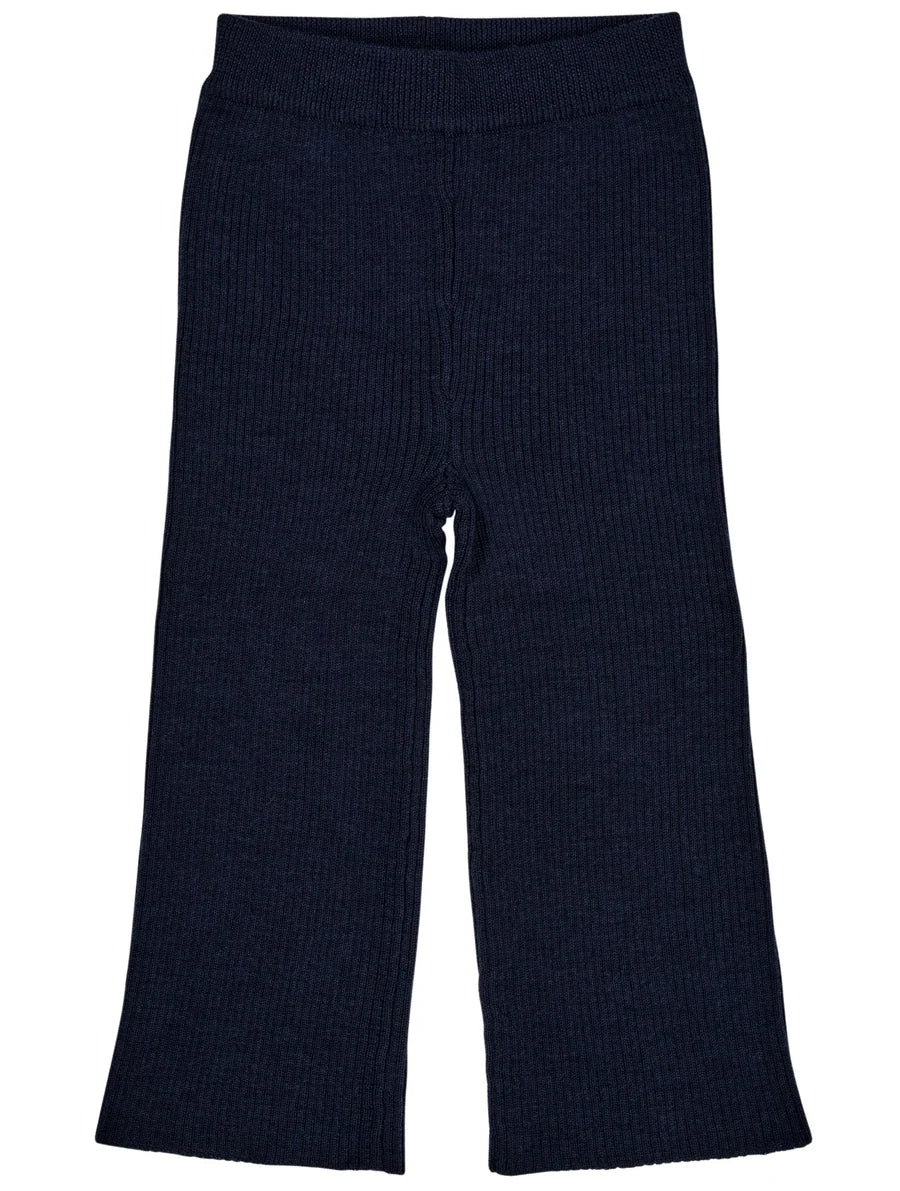 Merino Knitted Frill Blouse & Pants Set - Navy