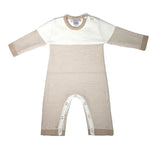 Seed Stitch Striped Cotton Onesie: Cream/Oatmeal