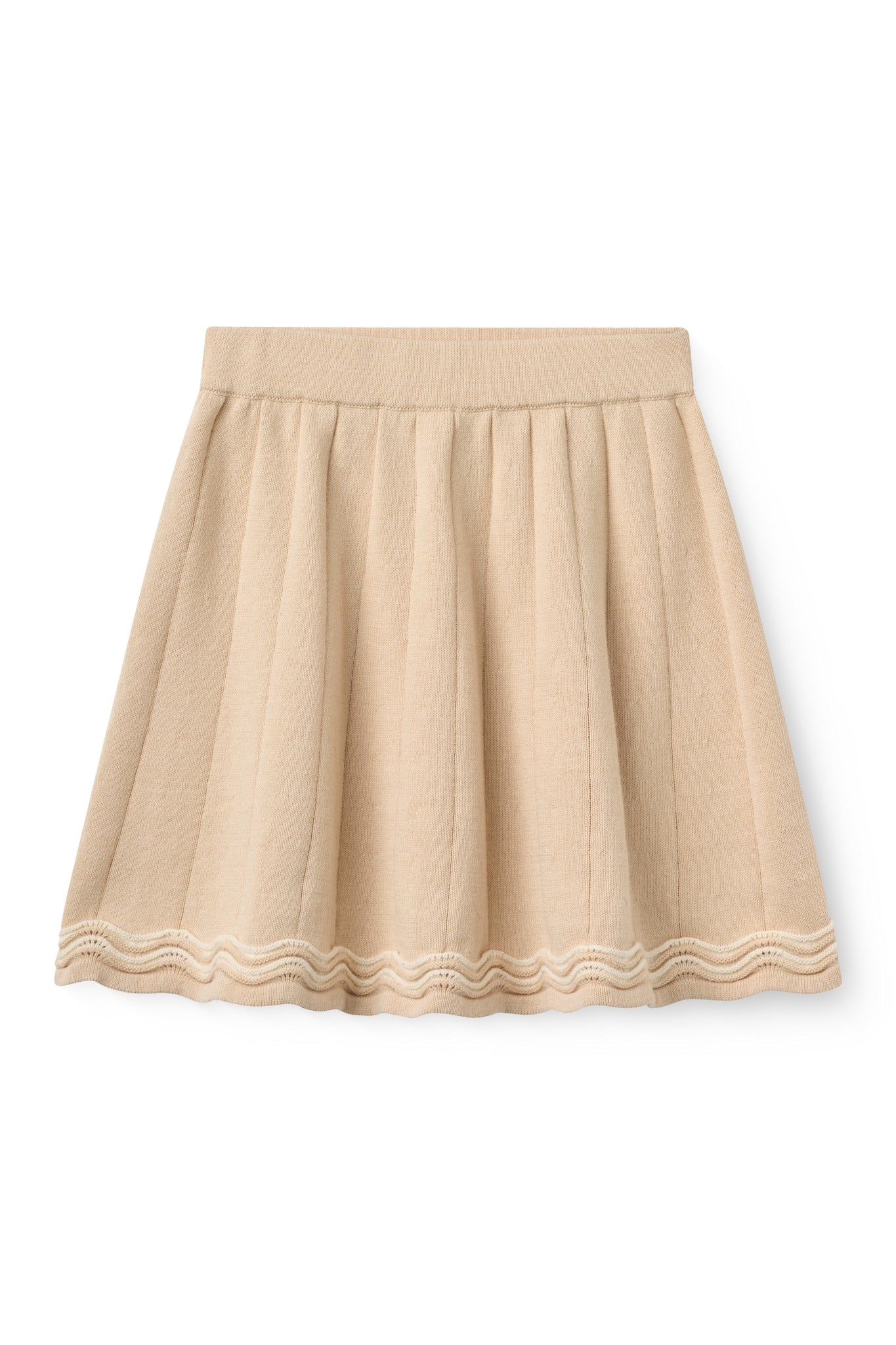 Copenhagen Colors Knitted Tennis Skirt in Beige Comb, the matching skirt for the LS Blouse with Deco Neck set