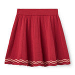 LS Blouse with Deco Neck & Skirt - Red Comb