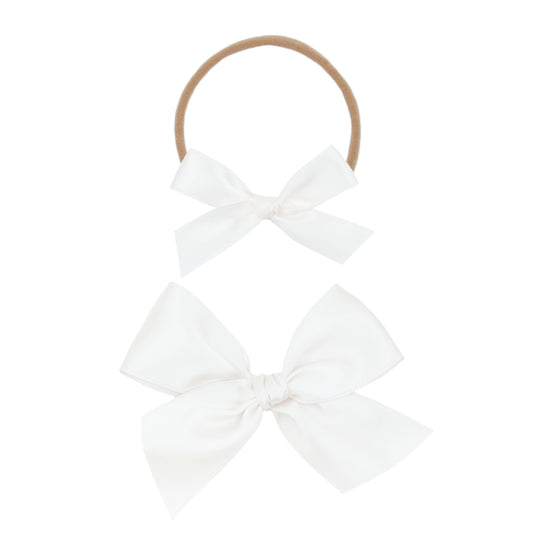 Satin Bow Headband - White