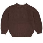 Copenhagen Colors Knitted Classic Rib Blouse in Dark Brown — soft ribbed knit sweater for kids