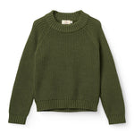 Copenhagen Colors Knitted Classic Rib Blouse in Dark Green — soft ribbed knit sweater for kids