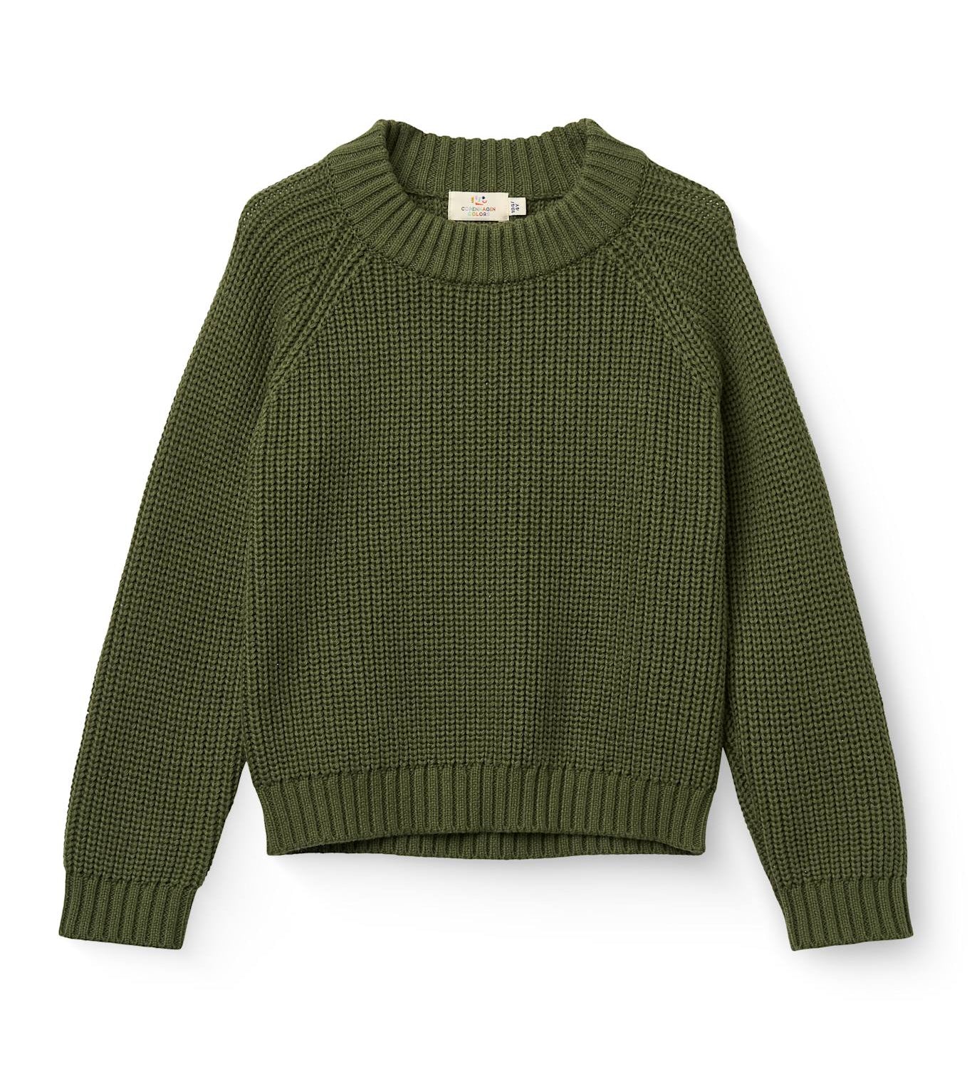 Copenhagen Colors Knitted Classic Rib Blouse in Dark Green — soft ribbed knit sweater for kids